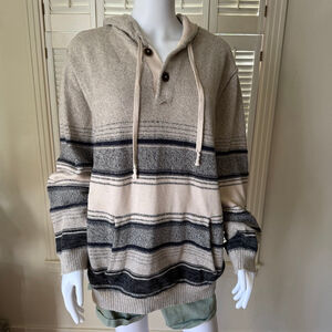 Men's American Eagle Outfitters Hoodie XL Beige Navy Striped